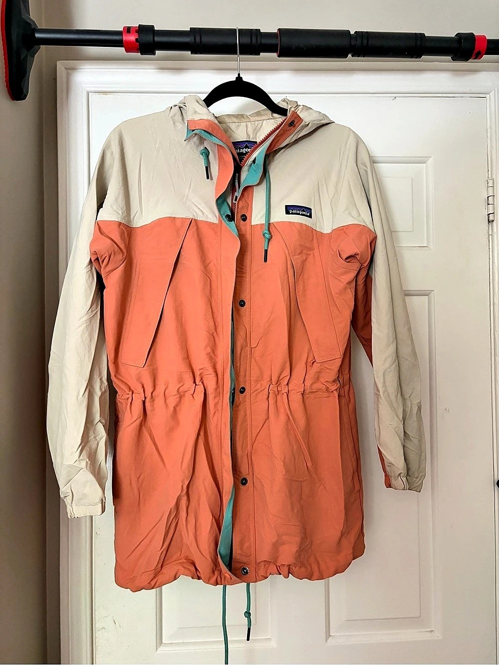 Patagonia Skyforest Parka Coral Colourblock NWOT
